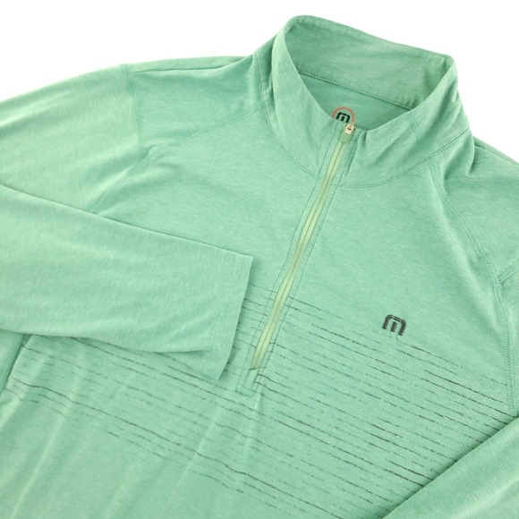 TravisMathew Other - Travis Mathew Pullover Mens XL Green 1/4 Zip Long Sleeve Stripe Golf Top